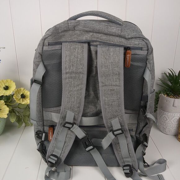 Lumesner Grey Carry On Backpack 40L Flight Approved XL Travel Backpack USB Port - Picture 3 of 16